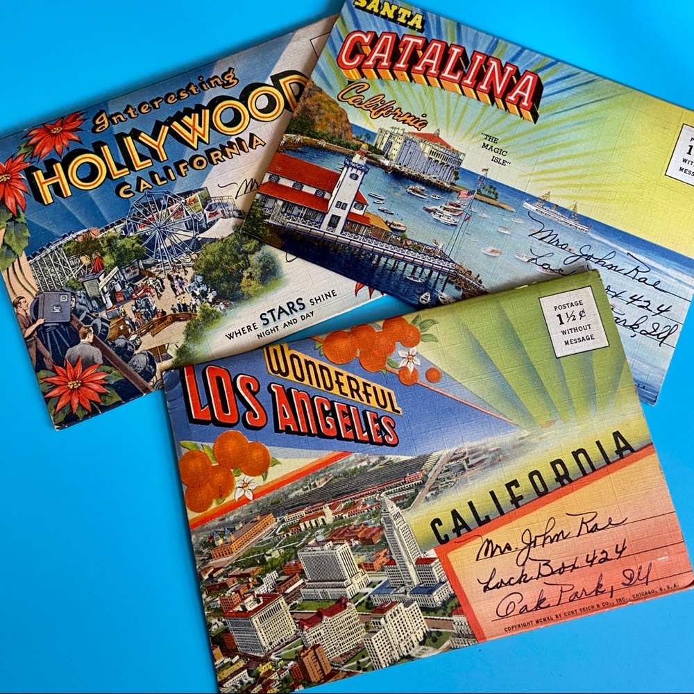 Vintage California Postcard Set - Hollywood, Los Angeles, Santa Catalina